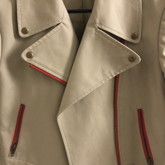 J.Crew khaki Moto Jacket with Coral trim sz4 - Picture 3 of 7